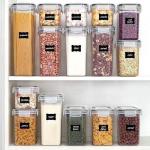 8 Covered Food Storage Containers For Organizing Grain, Dry Goods, Flour, And Sugar Jars In The Kitchen And Food Storage Room