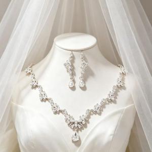 Rhinestone Jewelry Set Necklace Earrings for Women