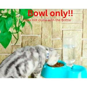Dog Cat Food Dish + Drinking Water Double Bowls With Automatic Water Dispenser