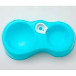 Dog Cat Food Dish + Drinking Water Double Bowls With Automatic Water Dispenser
