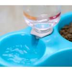 Dog Cat Food Dish + Drinking Water Double Bowls With Automatic Water Dispenser