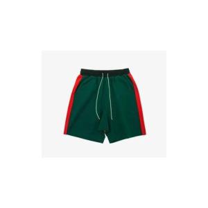 GREEN SHORT WITH RED STRIPE