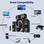 Powerful home theater system with bluetooth wooden subwoofer