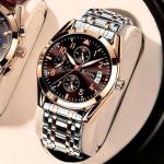 Men's Luxury Business Pilot Watch, Brown Dial Quartz Wristwatch with Date + Free Adjuster