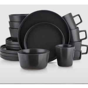 16 PIECES CERAMIC DINNER SET Breakable Ceramic Set - black